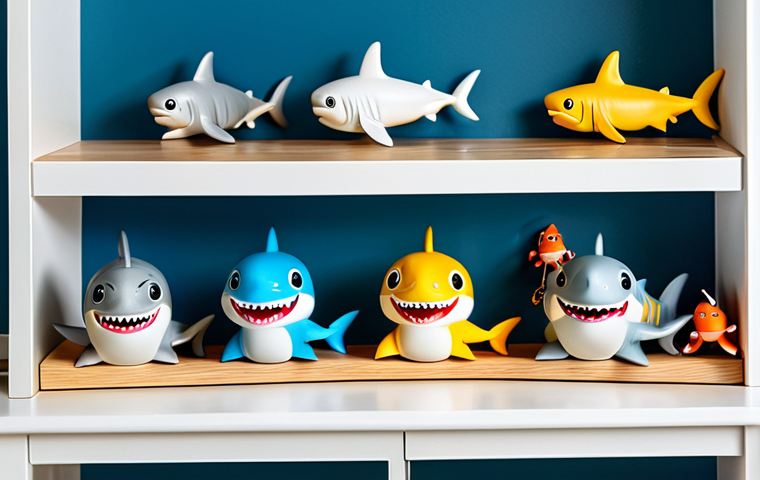 아기상어 피규어 - Educational Fun**

A parent and child, both fully clothed, sitting at a table using Baby Shark figur...