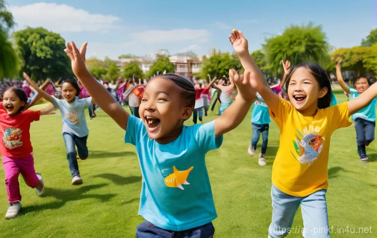 아기상어 변형 버전 - **Prompt: "An educational and engaging image featuring a group of young children, aged 3-6, actively...
