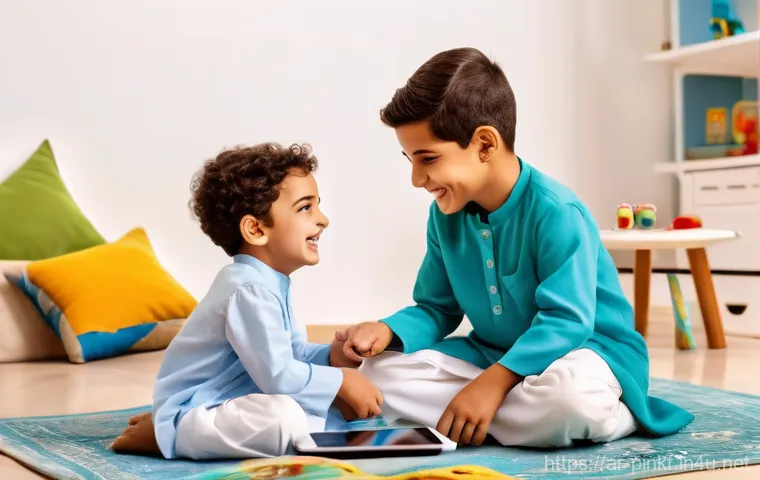 핑크퐁 관련 유튜브 협업 - **Image Prompt: Joyful Arabic Learning Environment**
    "A cozy and brightly lit living room in an ...