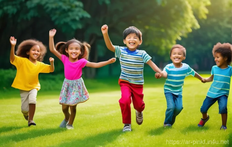 아기상어 영어 버전 - **Prompt:** A vibrant, cheerful scene depicting a diverse group of young children (ages 3-7) from va...