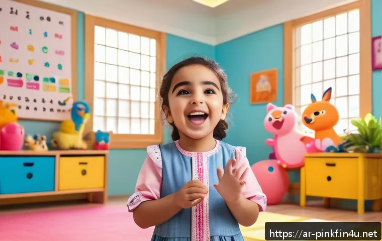 핑크퐁의 인기 동요 TOP 10 - A lively and colorful classroom scene in an Arabic-speaking home setting, featuring a cheerful young...