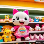 핑크퐁 인형 구매처 - A vibrant, high-resolution image of an authentic Pinkfong doll displayed on a shelf inside a popular...