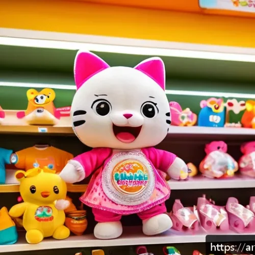 핑크퐁 인형 구매처 - A vibrant, high-resolution image of an authentic Pinkfong doll displayed on a shelf inside a popular...