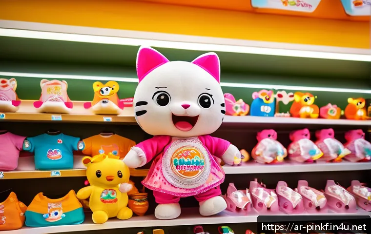 핑크퐁 인형 구매처 - A vibrant, high-resolution image of an authentic Pinkfong doll displayed on a shelf inside a popular...